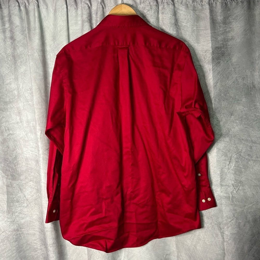 IZOD Crimson Red Cotton Twill Men's Button Down Shirt w Pocket - 16 1/2, 32/33 - Picture 6 of 8